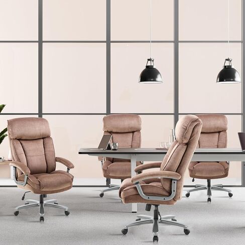 كرسي مكتب تنفيذي كبير وطويل من CLATINA، مقعد عريض للغاية، كرسي مكتب من القماش المريح عالي التحمل بسعة 800 رطل مع عجلات ومساند للذراعين مبطنة، كرسي مهام كمبيوتر من القماش عالي الظهر، بني in Kuwait
