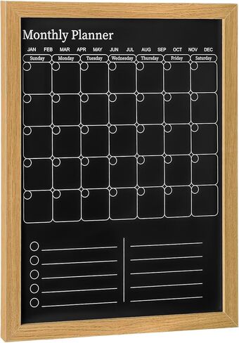 Magnetic Chalkboard Calendar for Wall – 17x13 Monthly Dry Erase Planner with Natural Wood Frame, 2-in-1 Vertical Memo & to-Do Board in Saudi Arabia