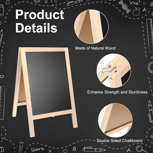2 Pcs 15.7 x 9.8 Inch Small Chalkboard Signs Chalkboard Easel Tabletop Menu Wooden A Frame Sandwich Board Double Sided with 2 Erasers for Bar Wedding Parties Display Home Decor Sidewalk (Wooden) in Saudi Arabia