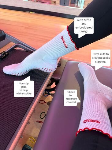 Little Luxuries Club Embroidered Mamacita Pilates Grip Socks with Ruffle - Non-Slip, Breathable Reformer, Barre, and Yoga Socks for Women in Saudi Arabia