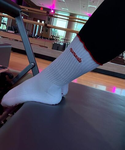 Little Luxuries Club Embroidered Mamacita Pilates Grip Socks with Ruffle - Non-Slip, Breathable Reformer, Barre, and Yoga Socks for Women in Saudi Arabia