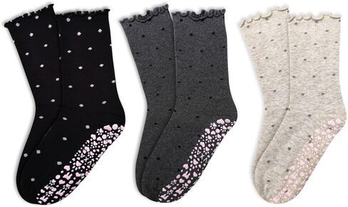 3 أزواج من الجوارب البيلاتيس اللطيفة للنساء ذات الكشكشة والنقاط البولكا غير القابلة للانزلاق لليوجا وباري القدمين in Kuwait