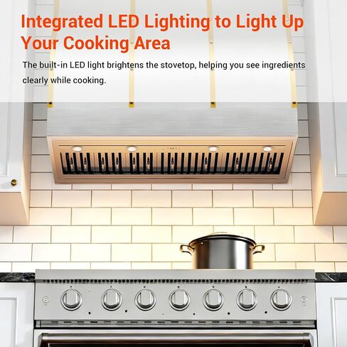 48 Inch Ducted Range Hood Insert,1150CFM Built-in Kitchen Vent Hood with 4-Speed Exhaust Fan&LED Light,Stainless Steel in Kuwait