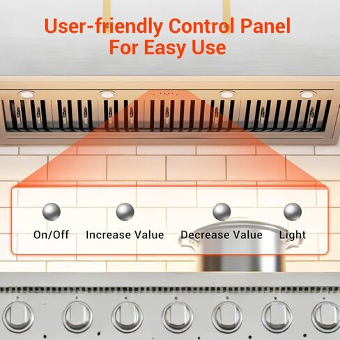 48 Inch Ducted Range Hood Insert,1150CFM Built-in Kitchen Vent Hood with 4-Speed Exhaust Fan&LED Light,Stainless Steel in Kuwait