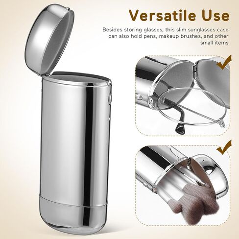 Hard Eyeglass Case Glasses Case Metal Protective Eyewear Box Sturdy Travel Storage for Men Women Silver Electroplated Finish 155x61x36mm in Saudi Arabia