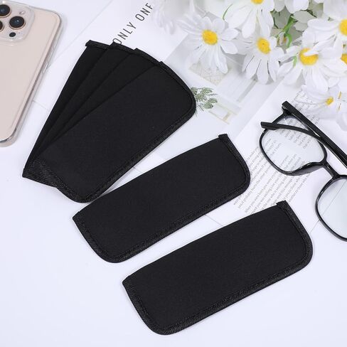 8 Pack Slip in Eyeglass Case, Soft Sunglasses Pouch Black Eyeglasses Holder Protective Case for Glasses Travel Fabric Spectacle Pouch Slim Glasses Sleeve for Sunglasses Reading Glass in Saudi Arabia