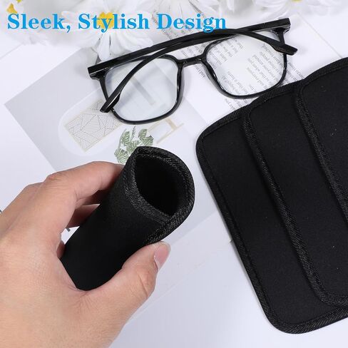 8 Pack Slip in Eyeglass Case, Soft Sunglasses Pouch Black Eyeglasses Holder Protective Case for Glasses Travel Fabric Spectacle Pouch Slim Glasses Sleeve for Sunglasses Reading Glass in Saudi Arabia