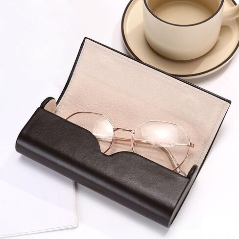 Glasses Case for Women and Men, PU Leather Eyeglasses Case Hard Shell, Lightweight Portable Pressure-Resistant Organizer for Sunglasses, Black in Saudi Arabia