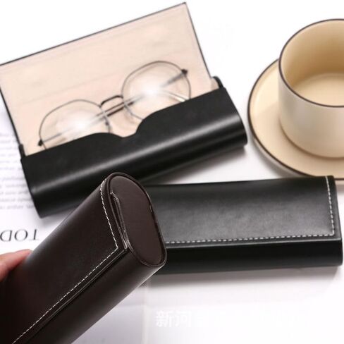 Glasses Case for Women and Men, PU Leather Eyeglasses Case Hard Shell, Lightweight Portable Pressure-Resistant Organizer for Sunglasses, Black in Saudi Arabia