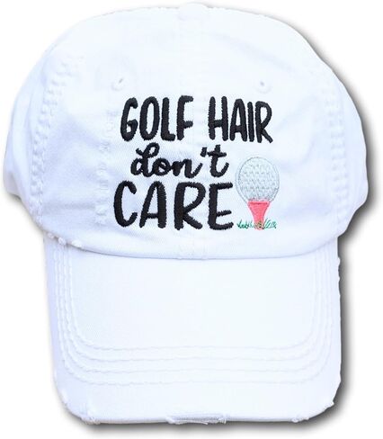 Women's Golf Hair Don't Care Hat with Tee and Ball, Baseball or High Ponytail Cap, Handmade Embroidered Gift, Spirit Fan Game Round Wear for Her Mom Wife Coach Team Girlfriend Sister in Saudi Arabia