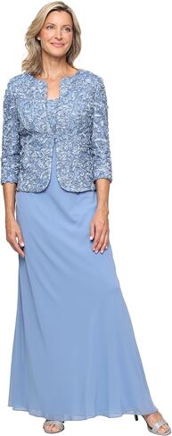 Alex Evenings Women's Long Empire Waist, Two Piece Mother of The Bride Dress with Lace Jacket in Saudi Arabia