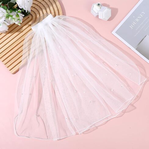 Veil Headband, Mini Veil With Comb, Pearl Bride Veils Bachelorette Party White Veils for Bride Shower Hen Party Costume Girls First Communion in Saudi Arabia