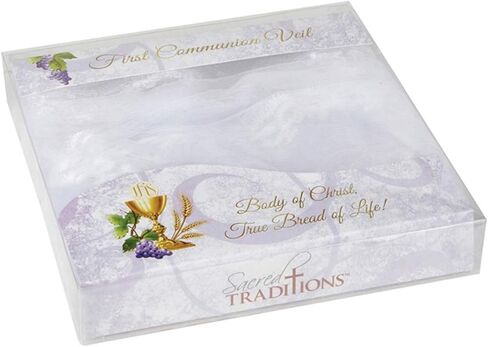 White First Communion Veil with Rhinestone Cross, 54 Inch in Saudi Arabia