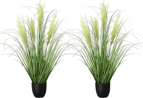 3ft 2-pack النباتات الاصطناعية عشب البصل، 35 في الشجيرات وهمية عشب القمح في وعاء، للداخلية في الهواء الطلق حديقة مكتب ديكور المنزل، النباتات الخضراء فو، الأخضر in Kuwait