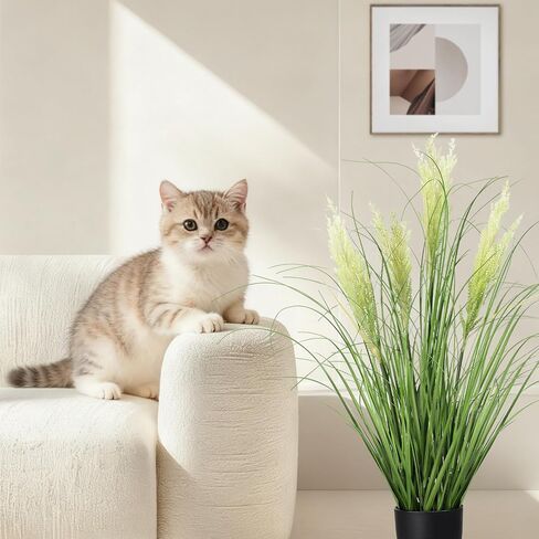 3ft 2-pack النباتات الاصطناعية عشب البصل، 35 في الشجيرات وهمية عشب القمح في وعاء، للداخلية في الهواء الطلق حديقة مكتب ديكور المنزل، النباتات الخضراء فو، الأخضر in Kuwait