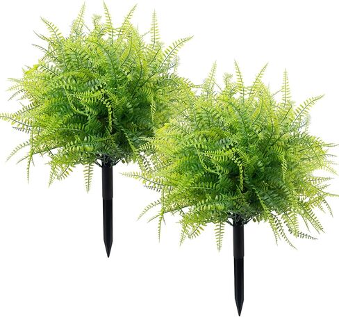 2 حزمة من أشجار الكرة الموضعية الاصطناعية مع ارتفاع أرضي، شجيرات وهمية في الهواء الطلق نباتات الزهور، شجيرات صناعية مقاومة للأشعة فوق البنفسجية للمزارعين ساحة الشرفة مسار مكتب ديكور الربيع - بانسي وسرخس in Kuwait