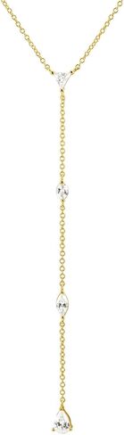 CAITLYNMINIMALIST 18K Gold Plated Brass & Silver Brass Over Rhodium CZ Diamond Crystal Lariat Long Drop Y Necklace for Women in Saudi Arabia