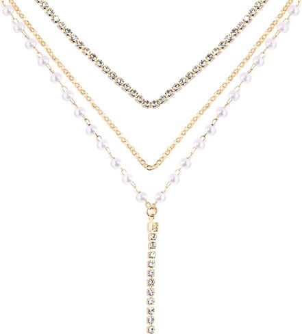 قلادة للنساء، قلادة طويلة أنيقة من الذهب عيار 14 قيراط على شكل حرف Y مجوهرات عصرية مطرزة بطبقات سلسلة قلادات مجوهرات هدايا للنساء in Kuwait