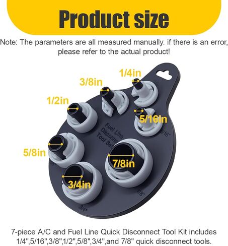 A/C and Fuel Line Quick Disconnect Tool Set – 7 SAE Standard Sizes 1/4" to 7/8" – Plastic Automotive AC/Fuel Hose Removal Tool Kit for Car Repair, HVAC Maintenance, Oil Pipe Applications in Saudi Arabia