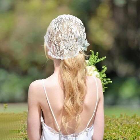 2 Pcs Chapel Veils, Lace Veil Round Head Coverings for Women, Black & White Polyester Mantilla, Rose Pattern(2) in Kuwait