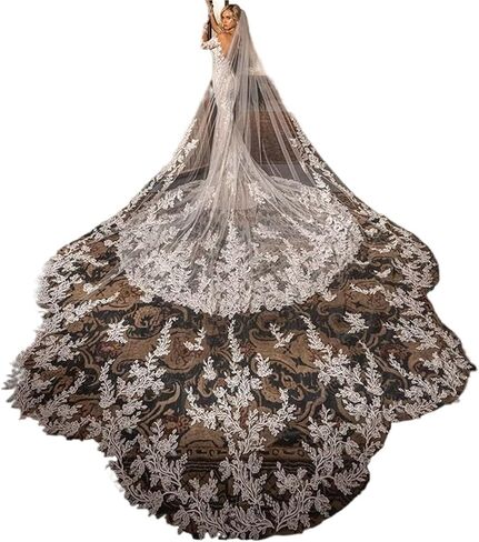 Flower Shaped Wedding Veil for Brides Cathedral Luxury 1 Tier Tulle with Comb Cover Face White Girls in Saudi Arabia