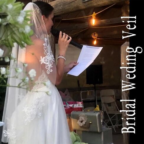 Lace Wedding Veils Floral Short Bridal Veil Appliqued Veils with Comb Soft Tulle Hair Accessories for Brides in Saudi Arabia