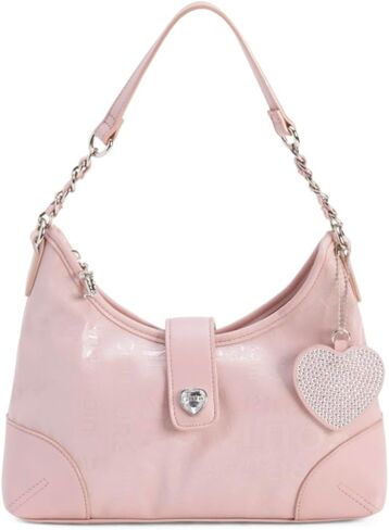 حقيبة كتف Juicy Couture Starry Night Hobo مع حلية على شكل قلب ونمط الشعار ومقبض حمل علوي in Saudi Arabia
