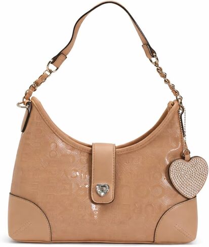 حقيبة كتف Juicy Couture Starry Night Hobo مع حلية على شكل قلب ونمط الشعار ومقبض حمل علوي in Kuwait