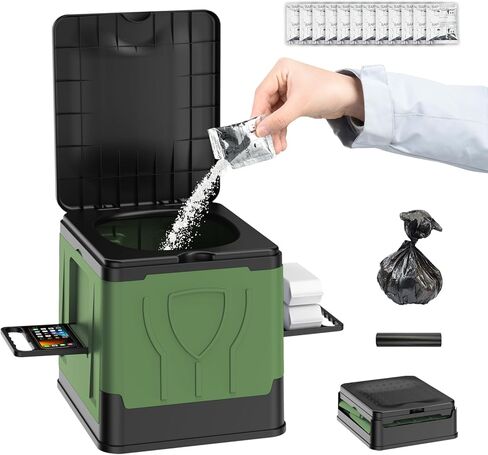 مرحاض تخييم محمول قابل للطي للبالغين، نونية بورتا كبيرة للسفر للرجال والنساء، مرحاض السيارة/القافلة/التخييم/السفر/المرحاض المحمول، خفيف الوزن ومتعدد الوظائف in Kuwait