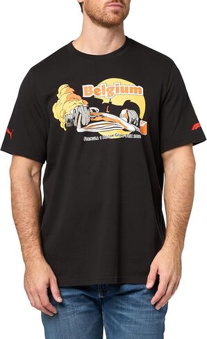 PUMA Mens F1 Belgium Graphic Crew Neck Short Sleeve Casual Tops Casual - Black in Saudi Arabia