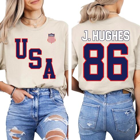 Jack Hughes Shirt - Jack Hughes USA Gold Hockey Shirt, 86 Jersey Style Tshirt, American Hockey Pride Gift, Patriotic Hockey Fan Tee in Saudi Arabia