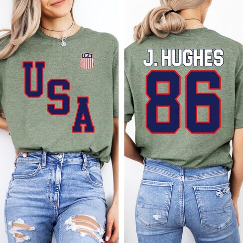 Jack Hughes Shirt - Jack Hughes USA Gold Hockey Shirt, 86 Jersey Style Tshirt, American Hockey Pride Gift, Patriotic Hockey Fan Tee in Saudi Arabia