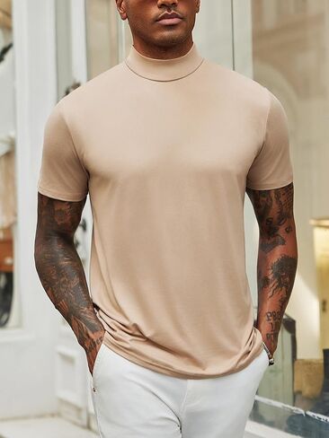 Men's Casual Short Sleeve T-Shirt Slim Fit Basic Fashion Solid Color Tee in Saudi Arabia