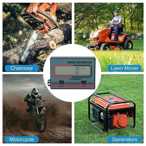 مقياس سرعة دوران المحرك النبضي، شاشة LCD رقمية 100-30000 دورة في الدقيقة 1 دقيقة - 99999 دقيقة مشبك سلك نطاق التوقيت لمحركات البنزين والمناشير وجزازات العشب والدراجات النارية ATVs وسيارات الثلج in Kuwait