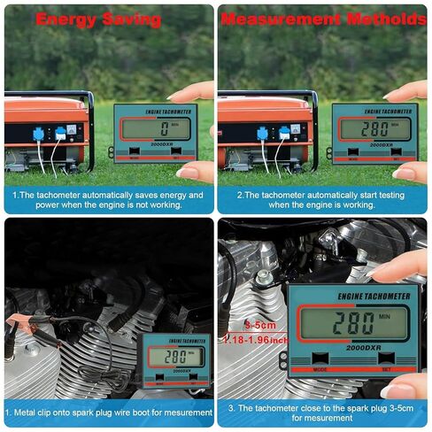 مقياس سرعة دوران المحرك النبضي، شاشة LCD رقمية 100-30000 دورة في الدقيقة 1 دقيقة - 99999 دقيقة مشبك سلك نطاق التوقيت لمحركات البنزين والمناشير وجزازات العشب والدراجات النارية ATVs وسيارات الثلج in Kuwait