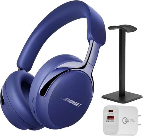 Bose (سماعات الرأس QuietComfort Ultra Bluetooth من الجيل الثاني، سماعات رأس لاسلكية مع صوت مكاني، إلغاء الضوضاء فوق الأذن مع ميكروفون، وقت تشغيل يصل إلى 30 ساعة + شاحن حائط 20 وات (أسود) in Saudi Arabia