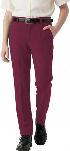 بنطال فستان للأولاد، زي مدرسي مسطح من الأمام، ساق مستقيمة، حزام خصر قابل للتعديل للأطفال الصغار مع جيوب، بنطال للأولاد المراهقين in Kuwait