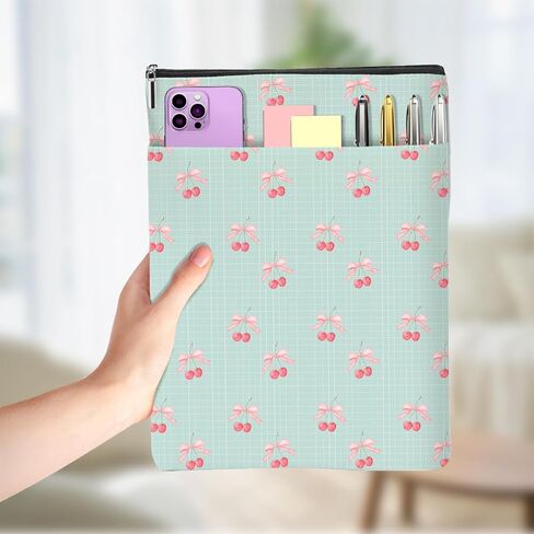 Pink Bows Cherry Book Lovers Gifts,Cheeries Book Sleeve, Books Bag for Paperbacks with Zipper Front Pocket Bookish Accessories Cheeries Decor Bows Gifts for Women Friend Friendship Birthday in Saudi Arabia
