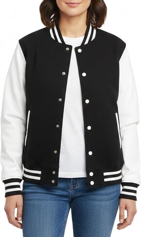 Adult Varsity Jacket, Letterman Baseball Bomber, Full-Zip Lightweight Coat, Ribbed Trim (EB3512NP) in Saudi Arabia