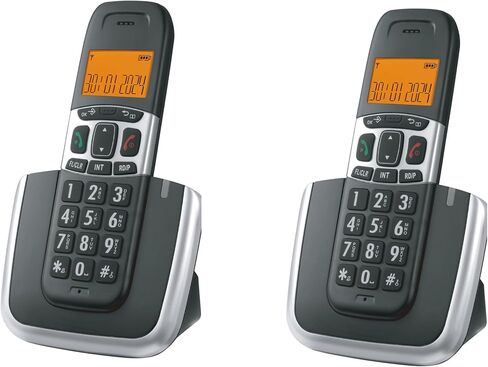 هاتف لاسلكي D1004 للمنزل، تقنية ECO، شاشة LCD كهرمانية مقاس 1.6 بوصة، معرف المتصل، أزرار كبيرة، مكبر صوت (عبوة واحدة، أسود) in Kuwait