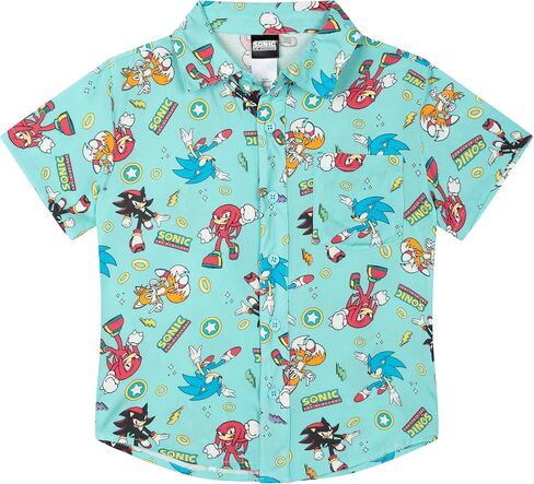SEGA Sonic The Hedgehog Hawaiian Button Down Shirt Toddler to Big Kid Sizes (4T - 14-16) in Saudi Arabia