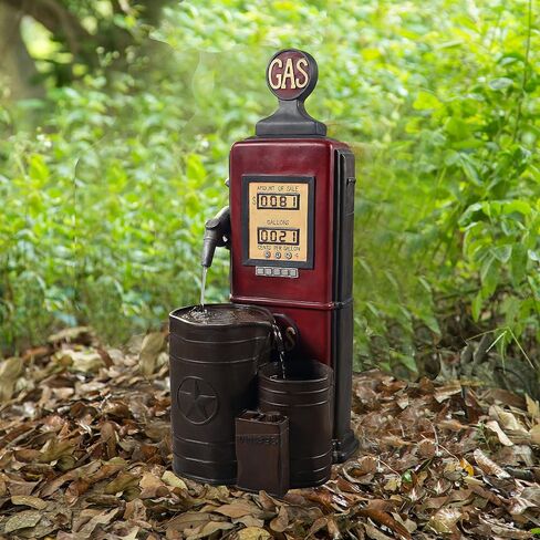 تمثال محطة بنزين عتيق من تيمسون هوم، نافورة شلال أرضية من 3 طبقات مع مضخة للتزيين في الهواء الطلق وحديقة الفناء الخلفي، ارتفاع 42 بوصة، أحمر داكن in Kuwait