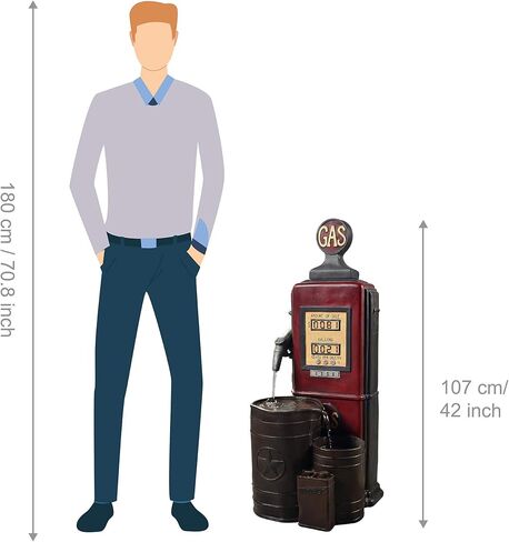 تمثال محطة بنزين عتيق من تيمسون هوم، نافورة شلال أرضية من 3 طبقات مع مضخة للتزيين في الهواء الطلق وحديقة الفناء الخلفي، ارتفاع 42 بوصة، أحمر داكن in Kuwait