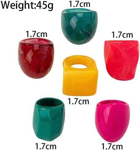 Chunky Colorful Acrylic Resin Rings for Women,Y2k Thick Large Knuckle Ring Set,Trendy Statement Stackable Dome Ring Pack in Kuwait