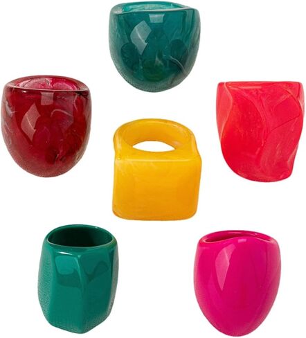 Chunky Colorful Acrylic Resin Rings for Women,Y2k Thick Large Knuckle Ring Set,Trendy Statement Stackable Dome Ring Pack in Kuwait
