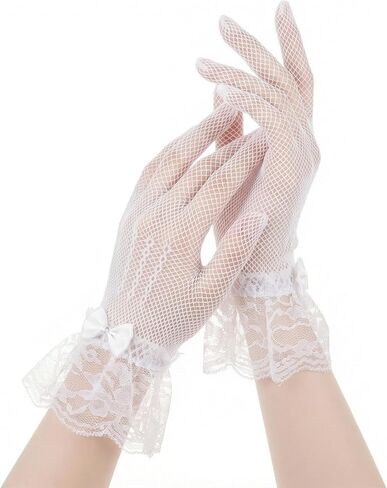 2 Pair Women Lace Gloves Short Lace Tea Party Gloves Elegant Mesh Glove for Women Dinner Wedding Party Opera Evening in Saudi Arabia