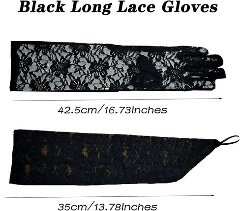 زوجان من قفازات YVPSI النسائية الطويلة من الدانتيل لحفلات الشاي الأسود لفستان حفلات الأوبرا وحفلات الزفاف in Kuwait