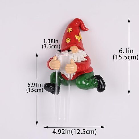Gnome Statue Wall Vase - Unique 3D Wall Sculpture, Garden Gnome Resin Dwarf with Glass Test Tube, Mounted Wall Flower Vase & Planter for Living Room, Bedroom, Office & Farmhouse Home (A) in Kuwait