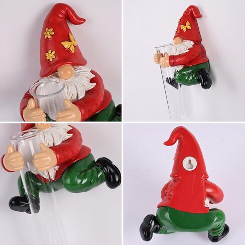 Gnome Statue Wall Vase - Unique 3D Wall Sculpture, Garden Gnome Resin Dwarf with Glass Test Tube, Mounted Wall Flower Vase & Planter for Living Room, Bedroom, Office & Farmhouse Home (A) in Kuwait