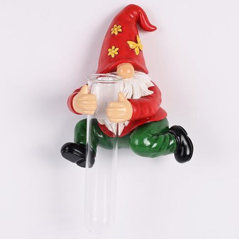 Gnome Statue Wall Vase - Unique 3D Wall Sculpture, Garden Gnome Resin Dwarf with Glass Test Tube, Mounted Wall Flower Vase & Planter for Living Room, Bedroom, Office & Farmhouse Home (A) in Kuwait